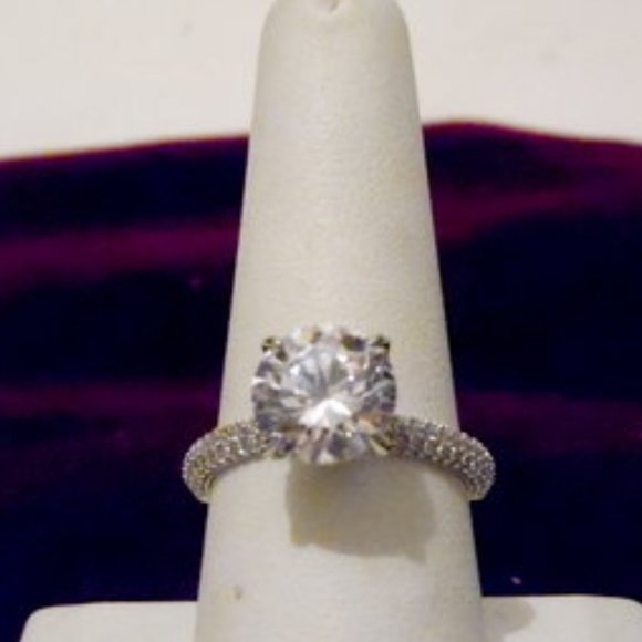 Diamonique 4.64ctw Sterling Silver Engagement Ring Size 11 - Picture 6 of 6
